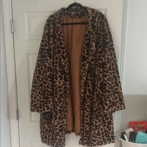 SHEIN Brown and Black Leopard Print Robe Jacket